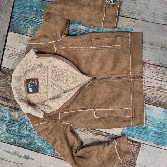 Aeropostale Faux Suede Jacket with Shearling Collar - Picture 6 of 12